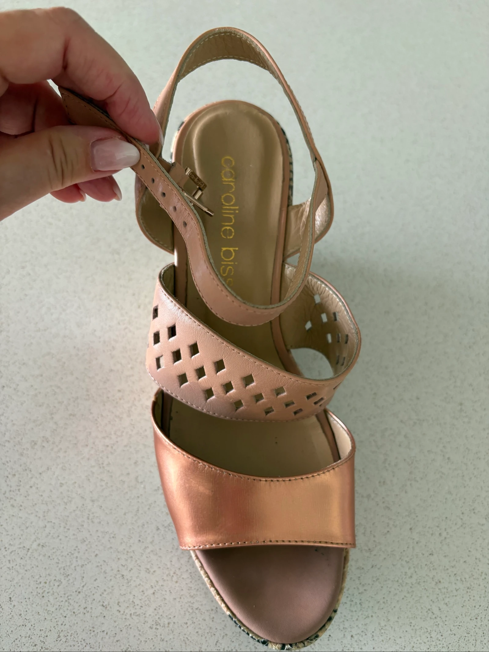 Sandales compensées Caroline Biss cuir rose 41 – photo 10